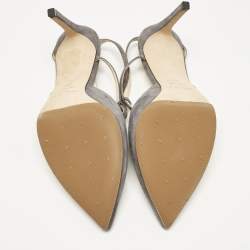 Jimmy Choo Grey Suede Sakeya 85 Slingback Pumps Size 39