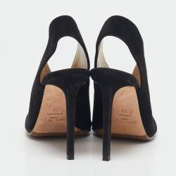 Jimmy Choo Black Suede Peep Toe Slingback Pumps Size 39