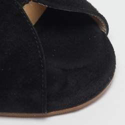 Jimmy Choo Black Suede Peep Toe Slingback Pumps Size 39