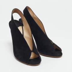 Jimmy Choo Black Suede Peep Toe Slingback Pumps Size 39