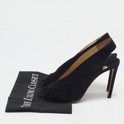 Jimmy Choo Black Suede Peep Toe Slingback Pumps Size 39