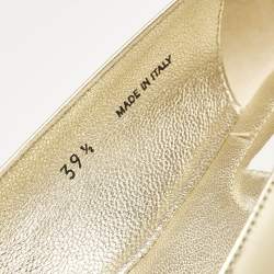 Jimmy Choo Gold Leather Waine Crystal Embellished Cap Toe Ballet Flats Size 39.5