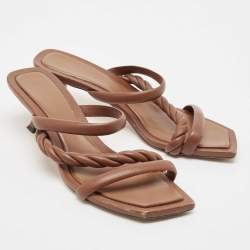Jimmy Choo Brown Leather Diosa Braided Slide Sandals Size 42