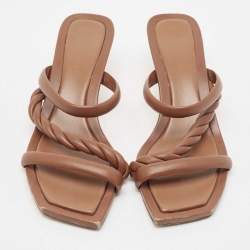 Jimmy Choo Brown Leather Diosa Braided Slide Sandals Size 42