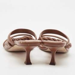 Jimmy Choo Brown Leather Diosa Braided Slide Sandals Size 42