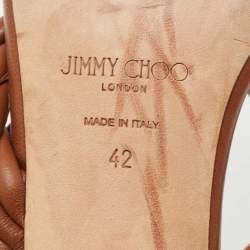 Jimmy Choo Brown Leather Diosa Braided Slide Sandals Size 42