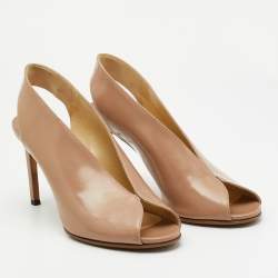 مملوكة مسبقًا Jimmy Choo Beige Leather Shar Slingback Pumps Size 39
