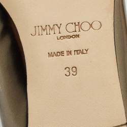 Jimmy Choo Metallic Leather Gabby Tasseled Pewter Flats Size 39