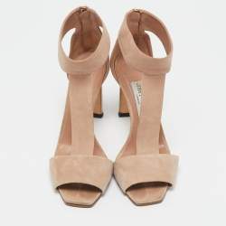 Jimmy Choo Beige Suede T Strap Sandals Size 39