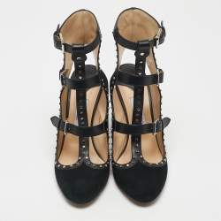 Jimmy Choo Black Suede and Leather Hensley Studded Pumps Size 40