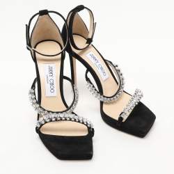 Jimmy Choo Black Suede Bing Ankle Strap Sandals Size 36