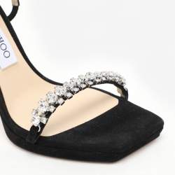 Jimmy Choo Black Suede Bing Ankle Strap Sandals Size 36