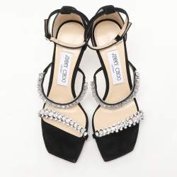 Jimmy Choo Black Suede Bing Ankle Strap Sandals Size 36