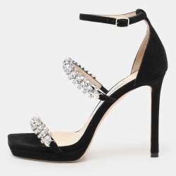 Jimmy Choo Black Suede Bing Ankle Strap Sandals Size 36