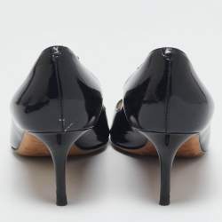 Pre Owned Jimmy Choo Black Patent Leather Isabel Peep Toe Pumps Size 37