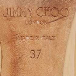 Jimmy Choo Beige Patent Leather Romy Pointed Toe Pumps Size 37