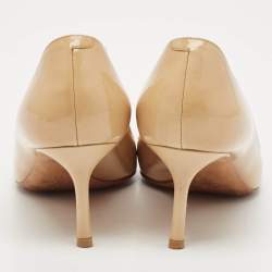 Jimmy Choo Beige Patent Leather Romy Pointed Toe Pumps Size 37