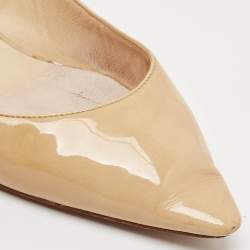 Jimmy Choo Beige Patent Leather Romy Pointed Toe Pumps Size 37