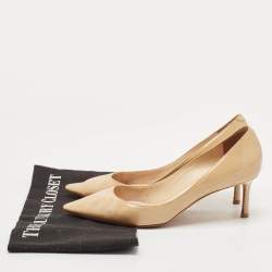 Jimmy Choo Beige Patent Leather Romy Pointed Toe Pumps Size 37