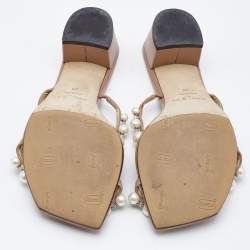 Jimmy Choo Beige Leather Amara Slide Sandals Size 38
