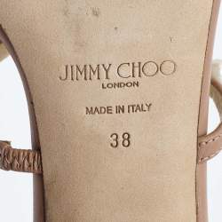 Jimmy Choo Beige Leather Amara Slide Sandals Size 38
