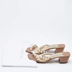 Jimmy Choo Beige Leather Amara Slide Sandals Size 38