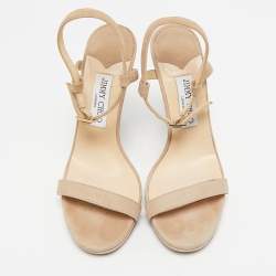 Jimmy Choo Beige Suede Ankle Strap Sandals Size 38