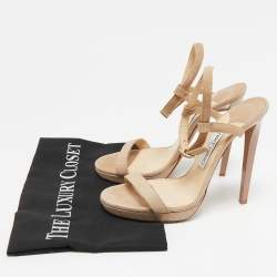 Jimmy Choo Beige Suede Ankle Strap Sandals Size 38