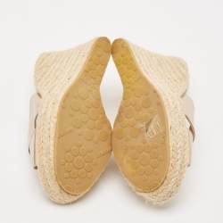 Jimmy Choo Gold Leather Phyllis Espadrilles Platform Wedges Sandals Size 37