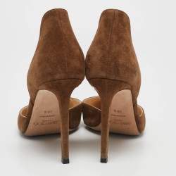 Jimmy Choo Olive Green Suede Carrie D'Orsay Pumps Size 38.5