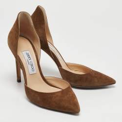 Jimmy Choo Olive Green Suede Carrie D'Orsay Pumps Size 38.5