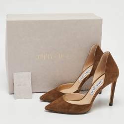 Jimmy Choo Olive Green Suede Carrie D'Orsay Pumps Size 38.5