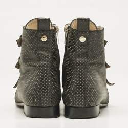 Jimmy Choo Black/Gold Leather Marlin Ankle Length Boots Size 37