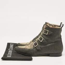 Jimmy Choo Black/Gold Leather Marlin Ankle Length Boots Size 37