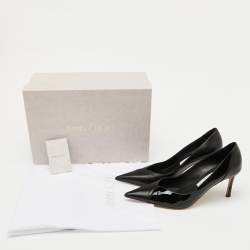 Jimmy Choo Black Patent Leather and Leather Cass Pointed Toe Pumps Size 38
