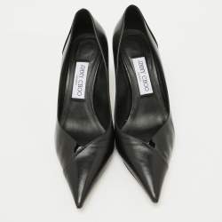 Jimmy Choo Black Patent Leather and Leather Cass Pointed Toe Pumps Size 38
