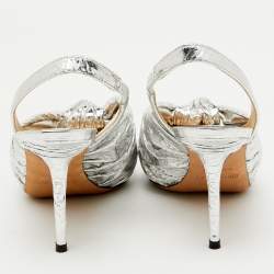 Jimmy Choo Silver Leather Annabell Slingback Pumps Size 38.5