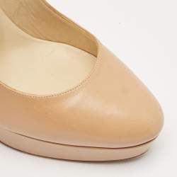 Jimmy Choo Beige Leather Cosmic Platform Pumps Size 38