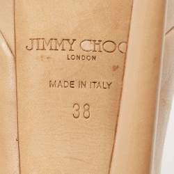 Jimmy Choo Beige Leather Cosmic Platform Pumps Size 38