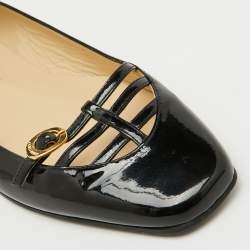 Pre Owned Jimmy Choo Black Patent Leather Buckle Ballet Flats Size 41