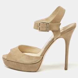 Jimmy Choo Beige Suede Linda Sandals Size 39