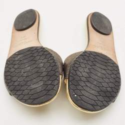 Pre Owned Jimmy Choo Gold/Black Embossed Leather Nanda Flat Slides Size 37.5