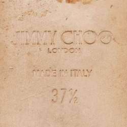 Pre Owned Jimmy Choo Gold/Black Embossed Leather Nanda Flat Slides Size 37.5