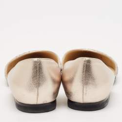 Pre Owned Jimmy Choo Metallic Leather and Glitter Esther Ballet Flats Size 39.5