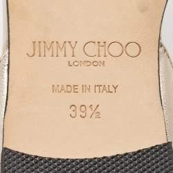 Pre Owned Jimmy Choo Metallic Leather and Glitter Esther Ballet Flats Size 39.5