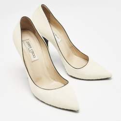 Jimmy Choo Cream Calf Hair Romy Pointed Toe Pumps Size 40