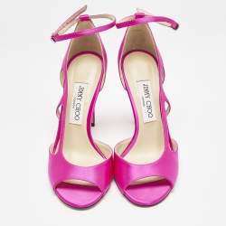 Jimmy Choo Pink Satin Ankle Strap Sandals Size 39