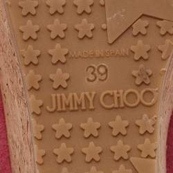  Jimmy Choo Pink Suede Cork Wedge Sandals Size Size 39