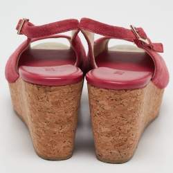  Jimmy Choo Pink Suede Cork Wedge Sandals Size Size 39