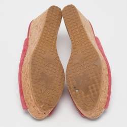  Jimmy Choo Pink Suede Cork Wedge Sandals Size Size 39